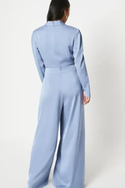 Petite Satin Wide Leg Trouser