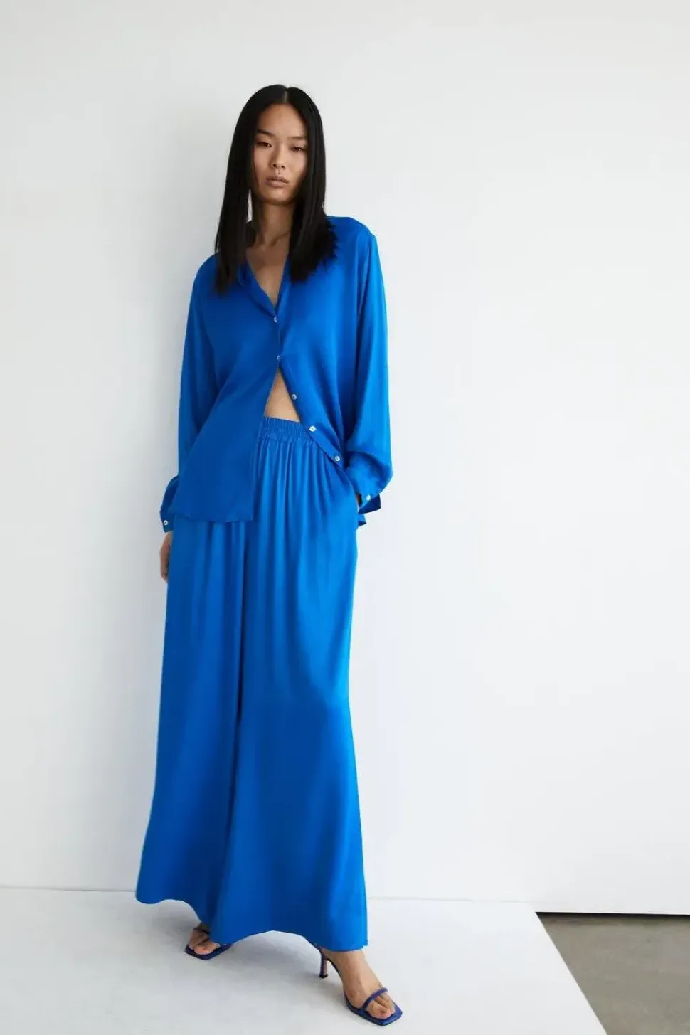 Petite Satin Wide Leg Trouser
