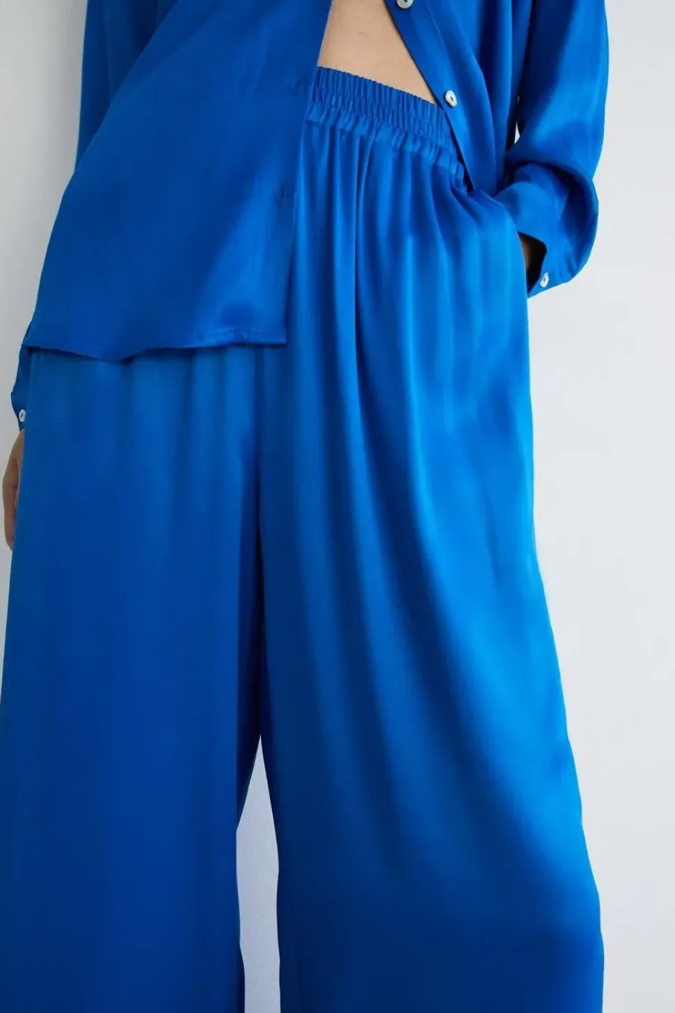 Petite Satin Wide Leg Trouser