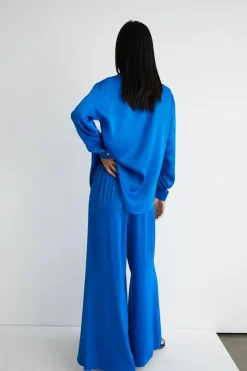 Petite Satin Wide Leg Trouser