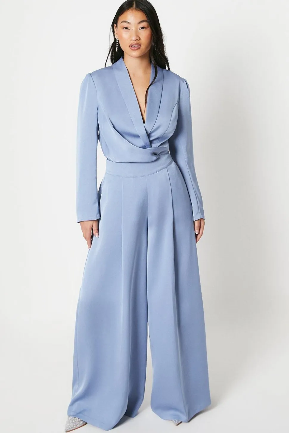Petite Satin Wide Leg Trouser