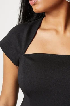 Petite Scuba Crepe Squared Neck Midi Dress