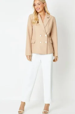 Petite Seam Detail Longline Double-breasted Blazer