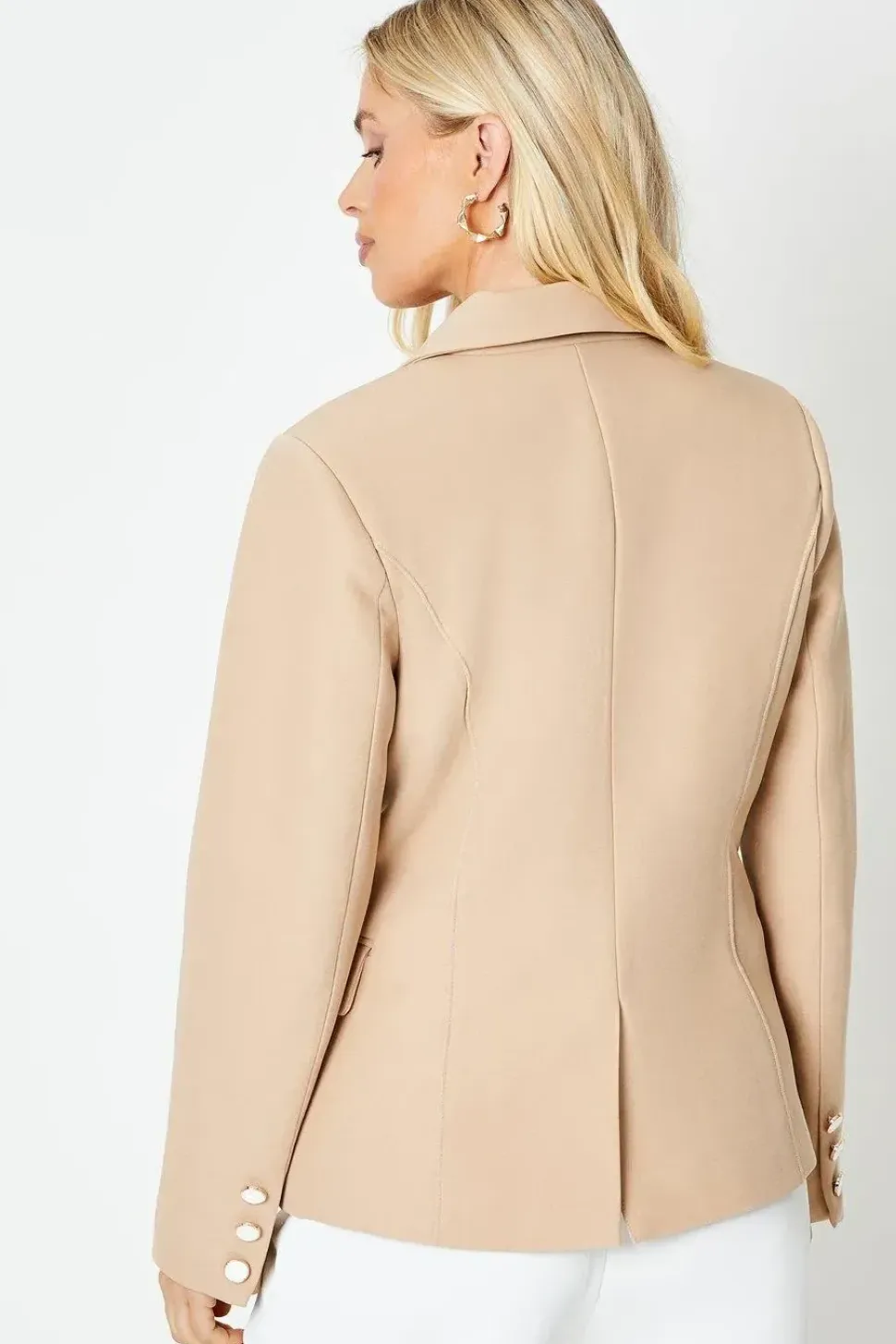 Petite Seam Detail Longline Double-breasted Blazer