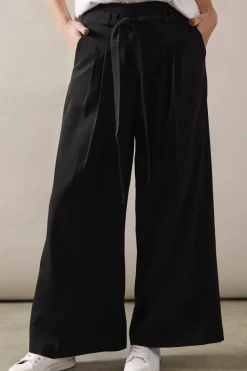 Petite Self Belted Wide Leg Trouser