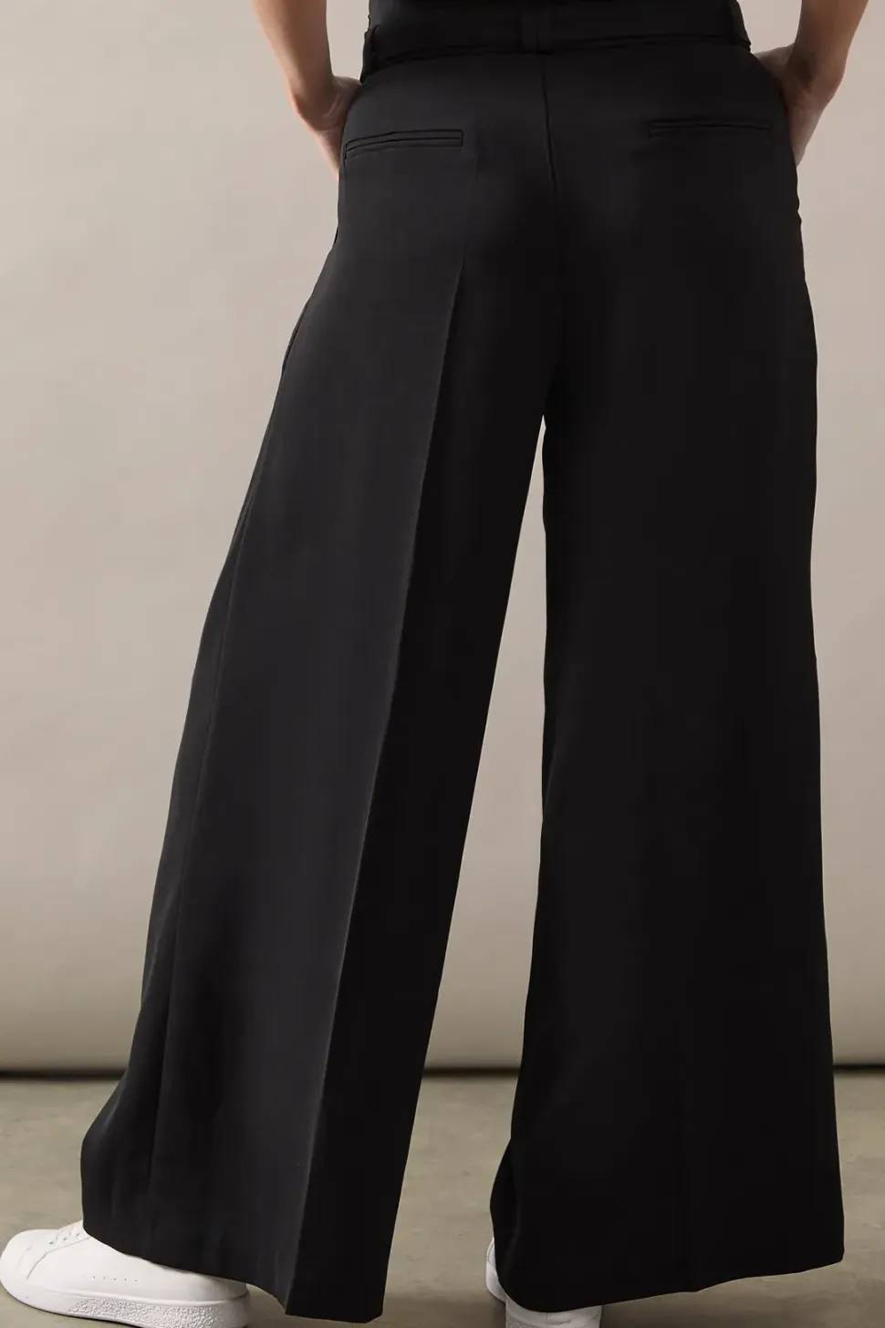 Petite Self Belted Wide Leg Trouser