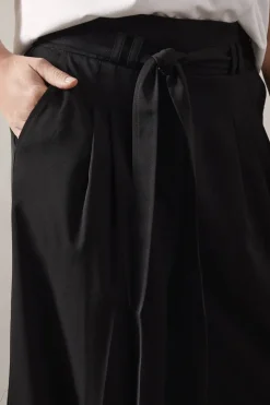 Petite Self Belted Wide Leg Trouser