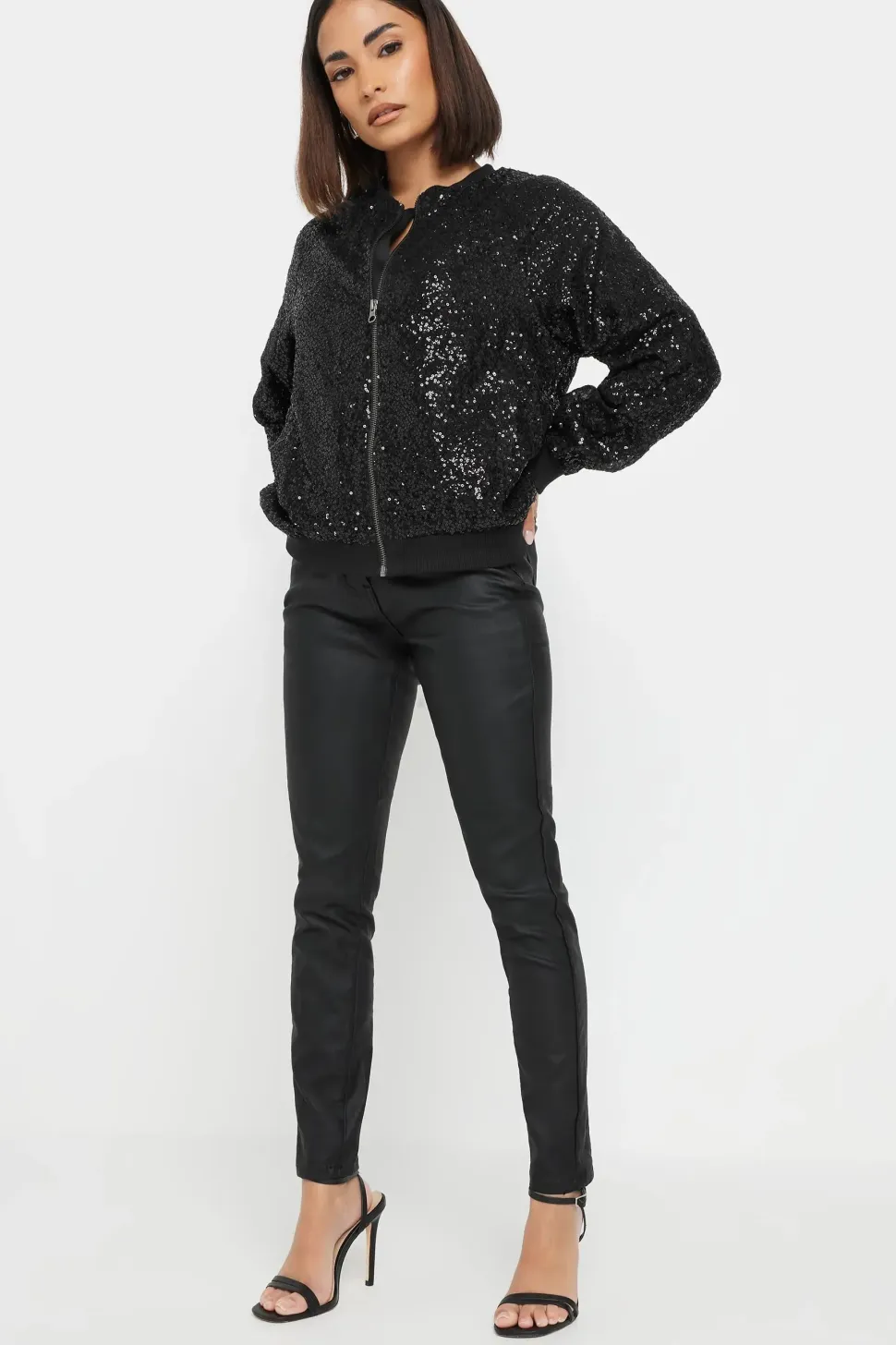 Petite Sequin Bomber