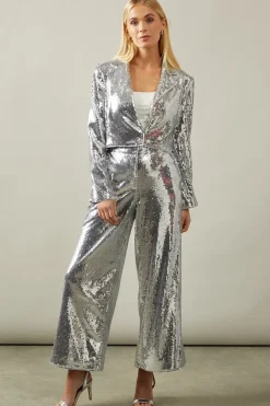 Petite Sequin Crop Blazer