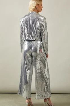 Petite Sequin Crop Blazer