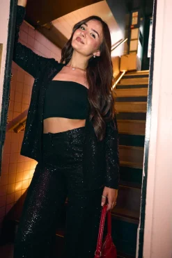 Petite Sequin Long Sleeve Blazer
