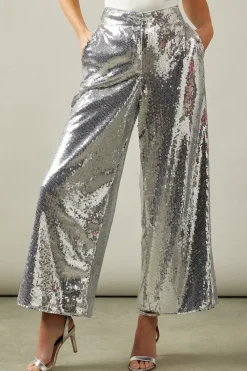 Petite Sequin Wide Leg Trousers