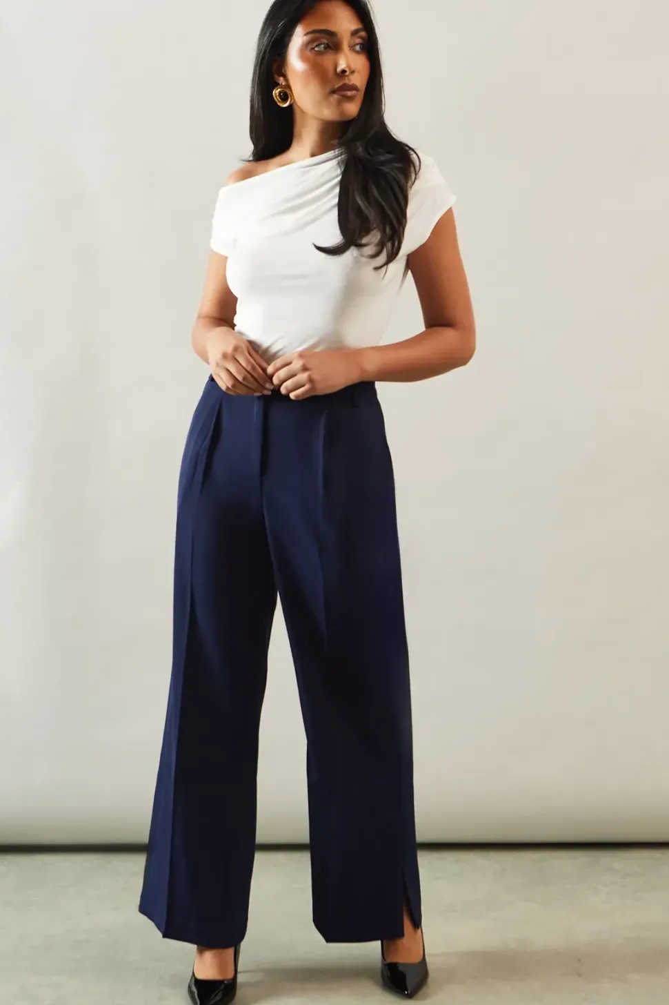 Petite Side Split Flare Trousers