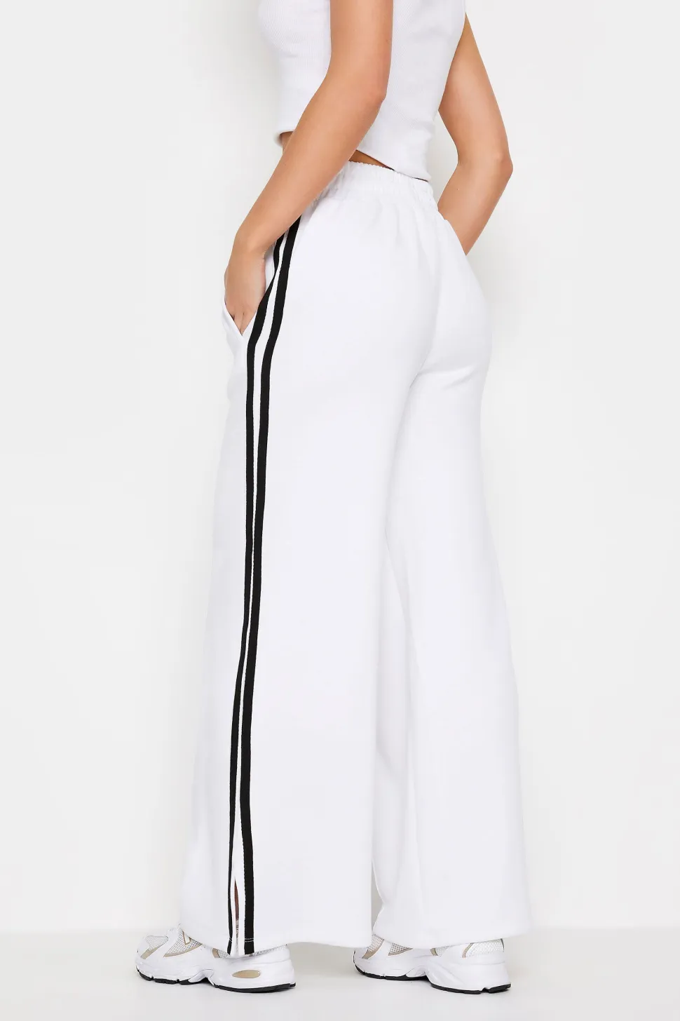 Petite Side Stripe Wide Leg Trousers