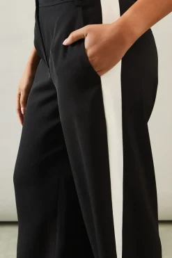 Petite Side Stripe Wide Leg Trousers