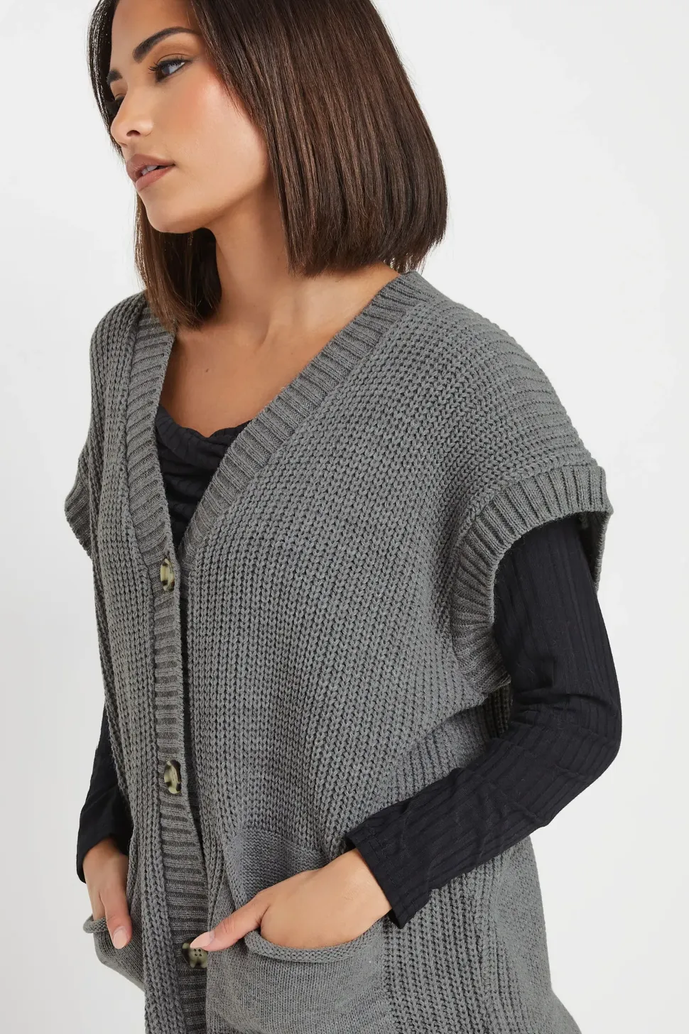 Petite Sleeveless Cardigan