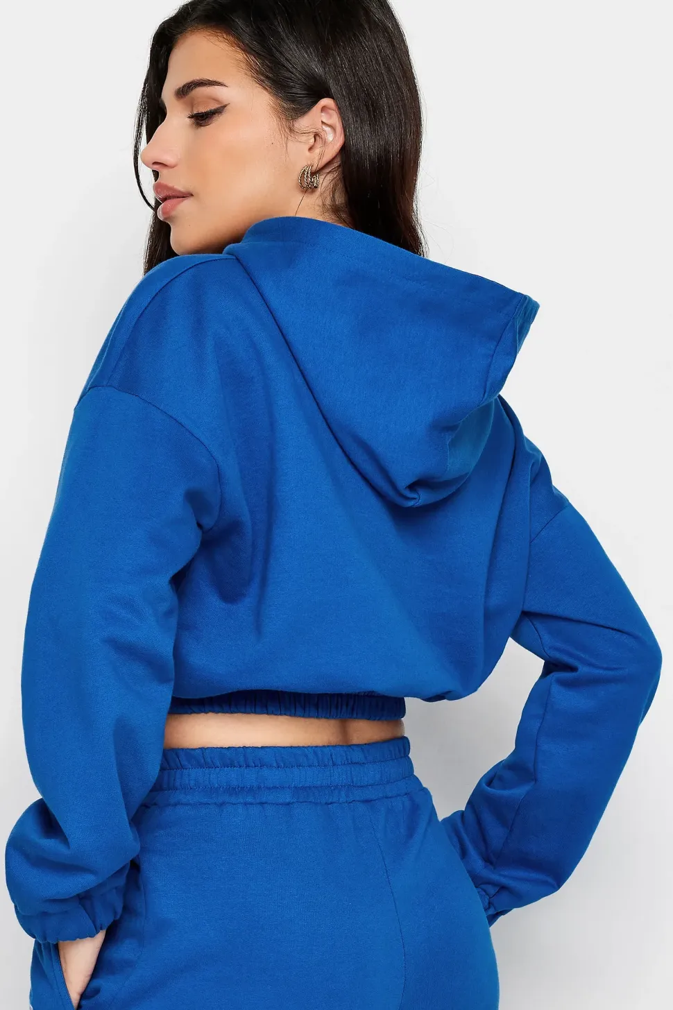 Petite Slogan Cropped Hoodie