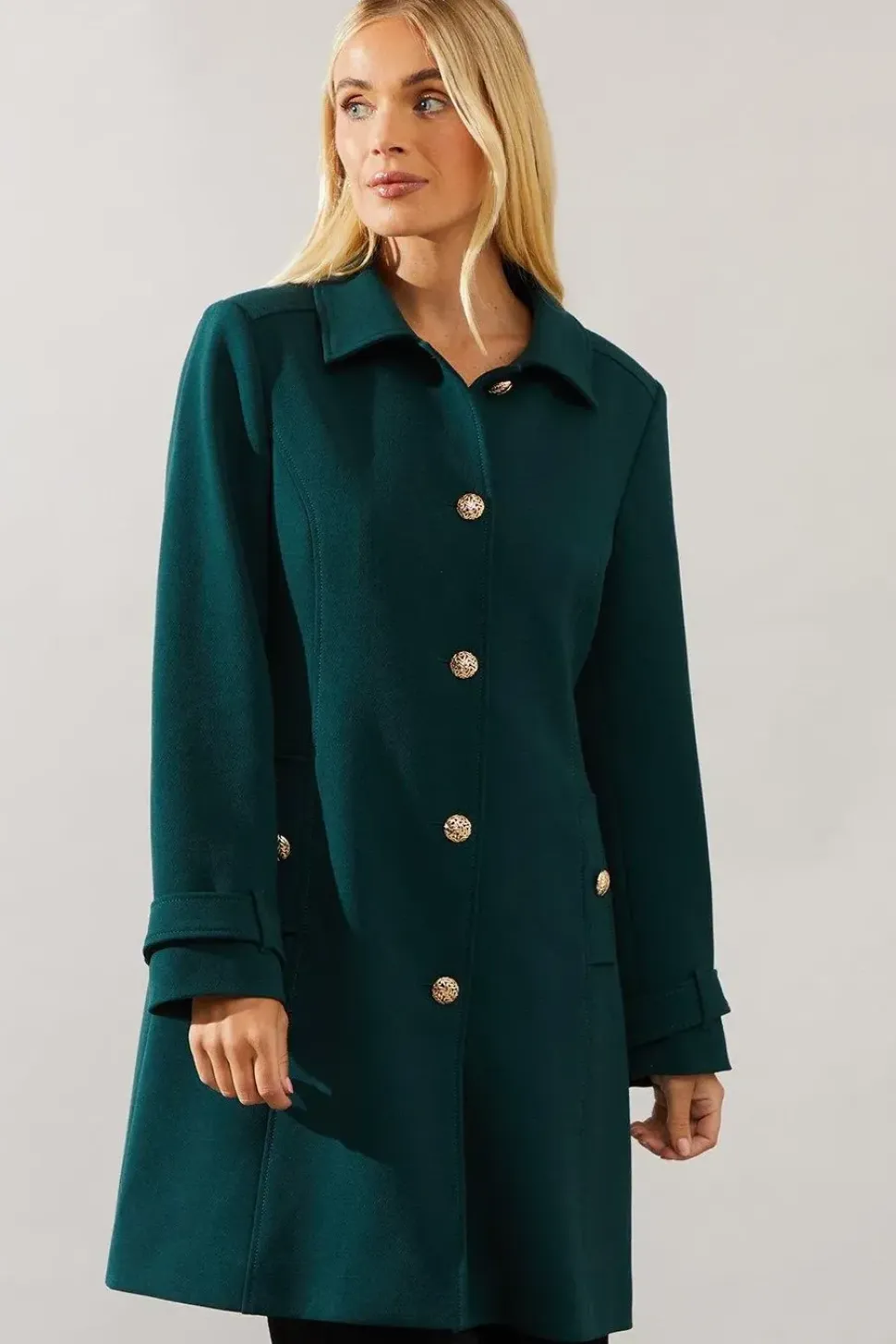 Petite Smart Cuff Detail Pea Coat