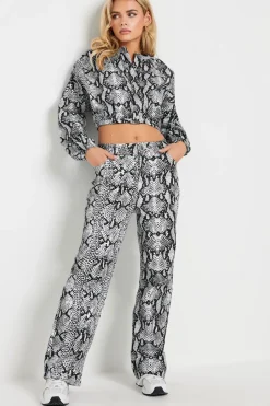 Petite Snake Print Straight Leg Jeans