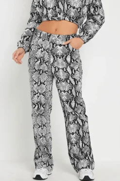 Petite Snake Print Straight Leg Jeans