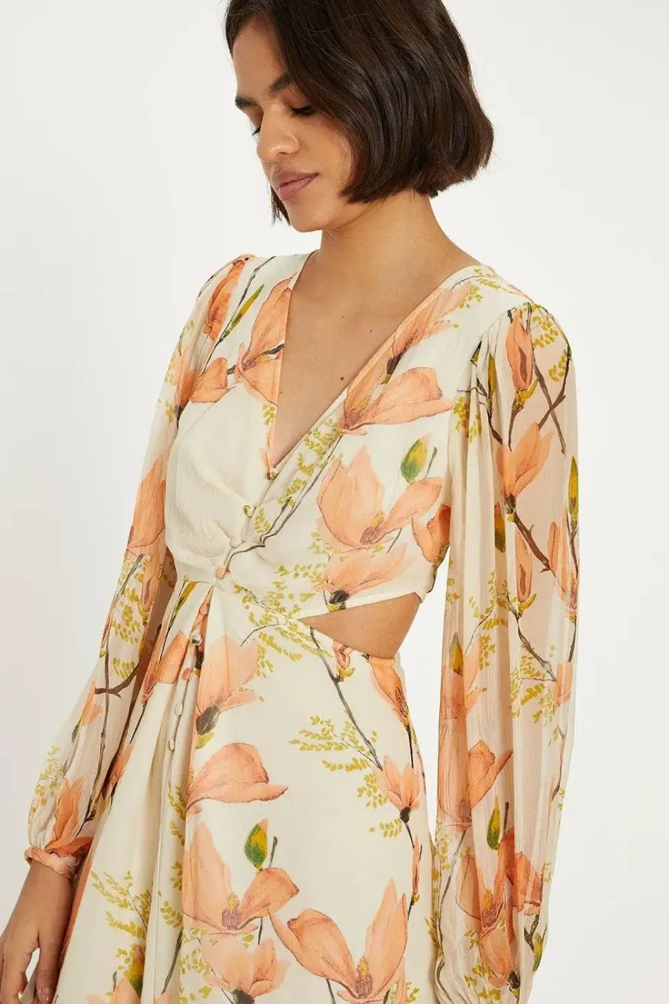 Petite Soft Floral Detail Cut Out Maxi Dress