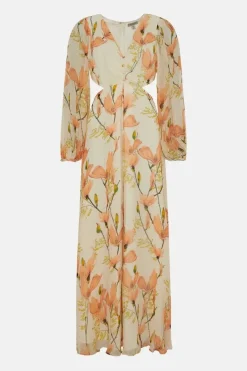 Petite Soft Floral Detail Cut Out Maxi Dress