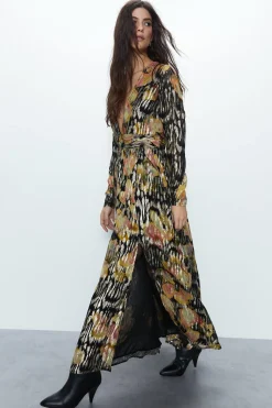 Petite Sparkle Plunge Gathered Waist Maxi Dress