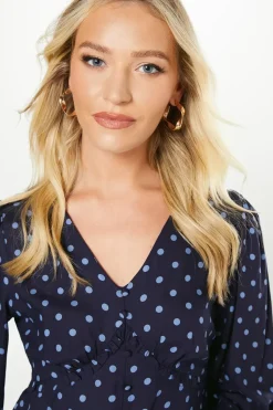 Petite Spot Button Front Mini Dress