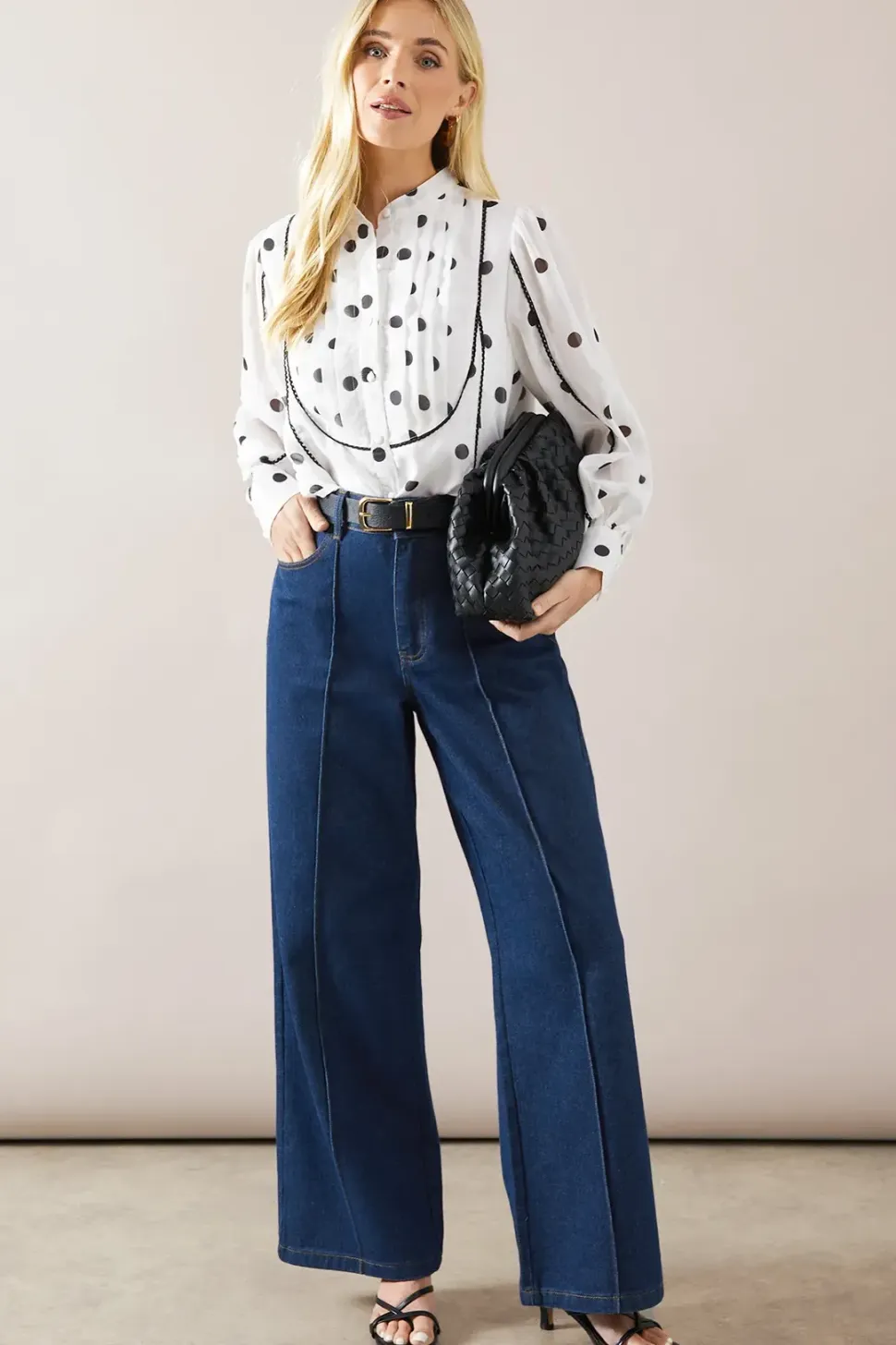 Petite Spot Print Button Front Blouse