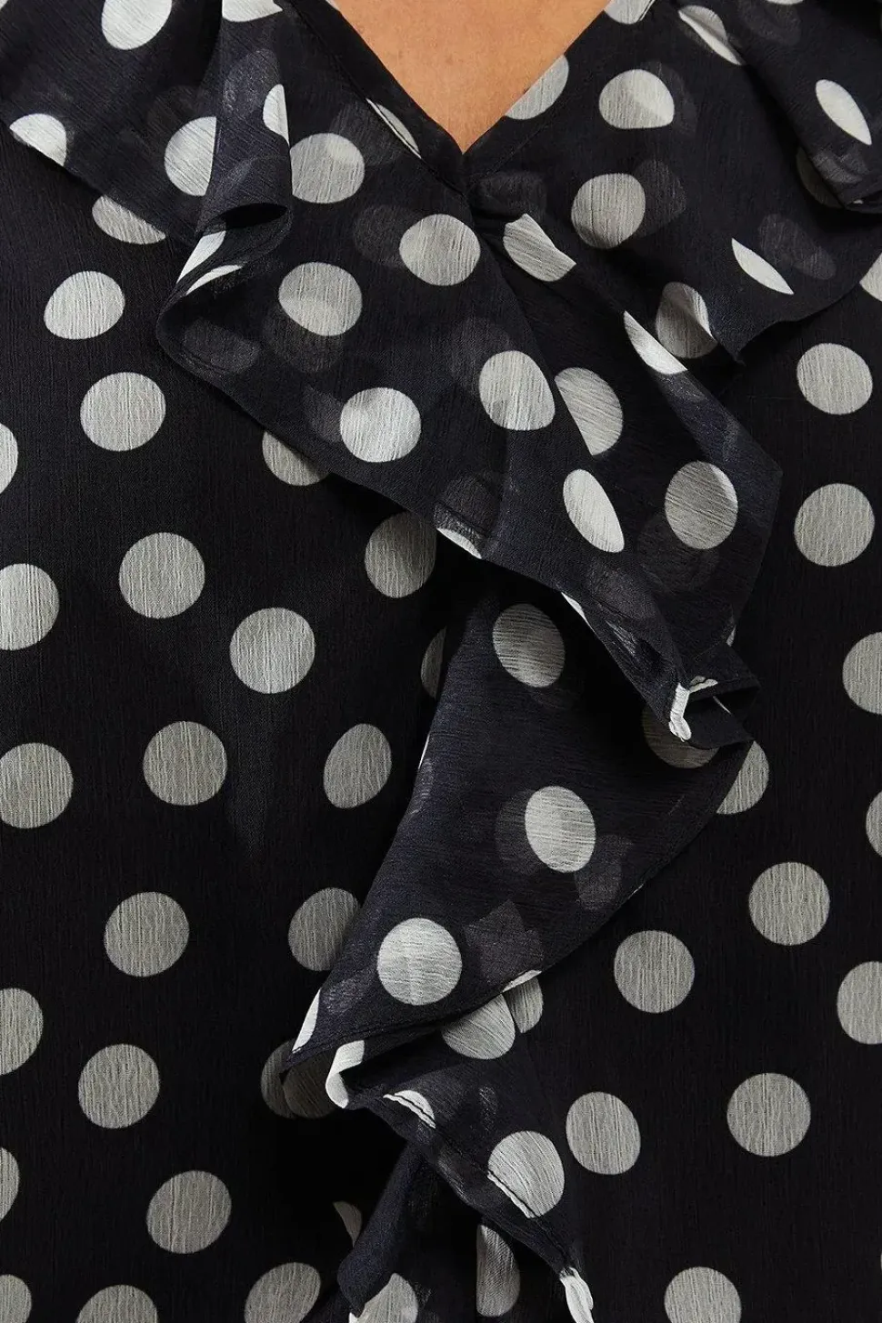 Petite Spot Print Ruffle Detail Blouse