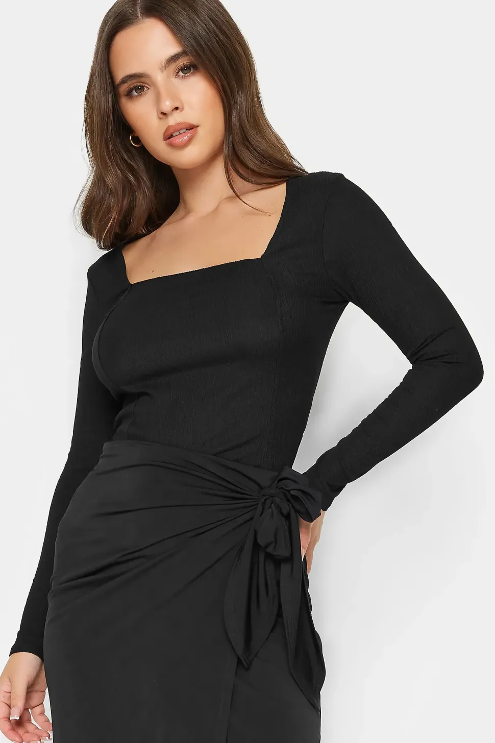 Petite Square Neck Long Sleeve Top