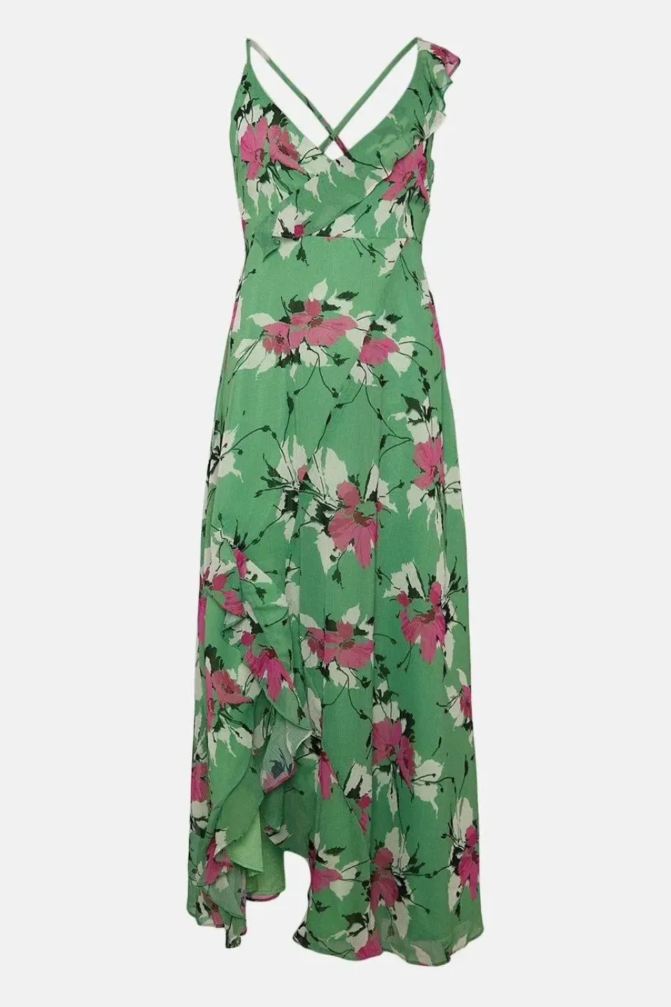 Petite Strappy Wrap Maxi Dress In Floral
