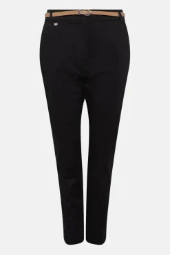 Petite Stretch Cigarette Belted Trousers