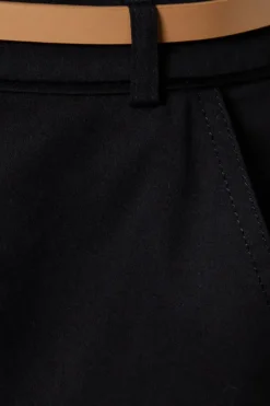 Petite Stretch Cigarette Belted Trousers