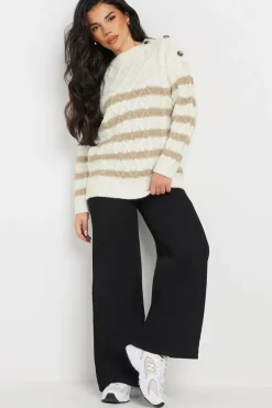 Petite Striped Cable Knit Jumper
