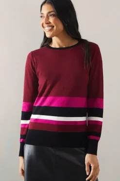 Petite Striped Round Neck Jumper