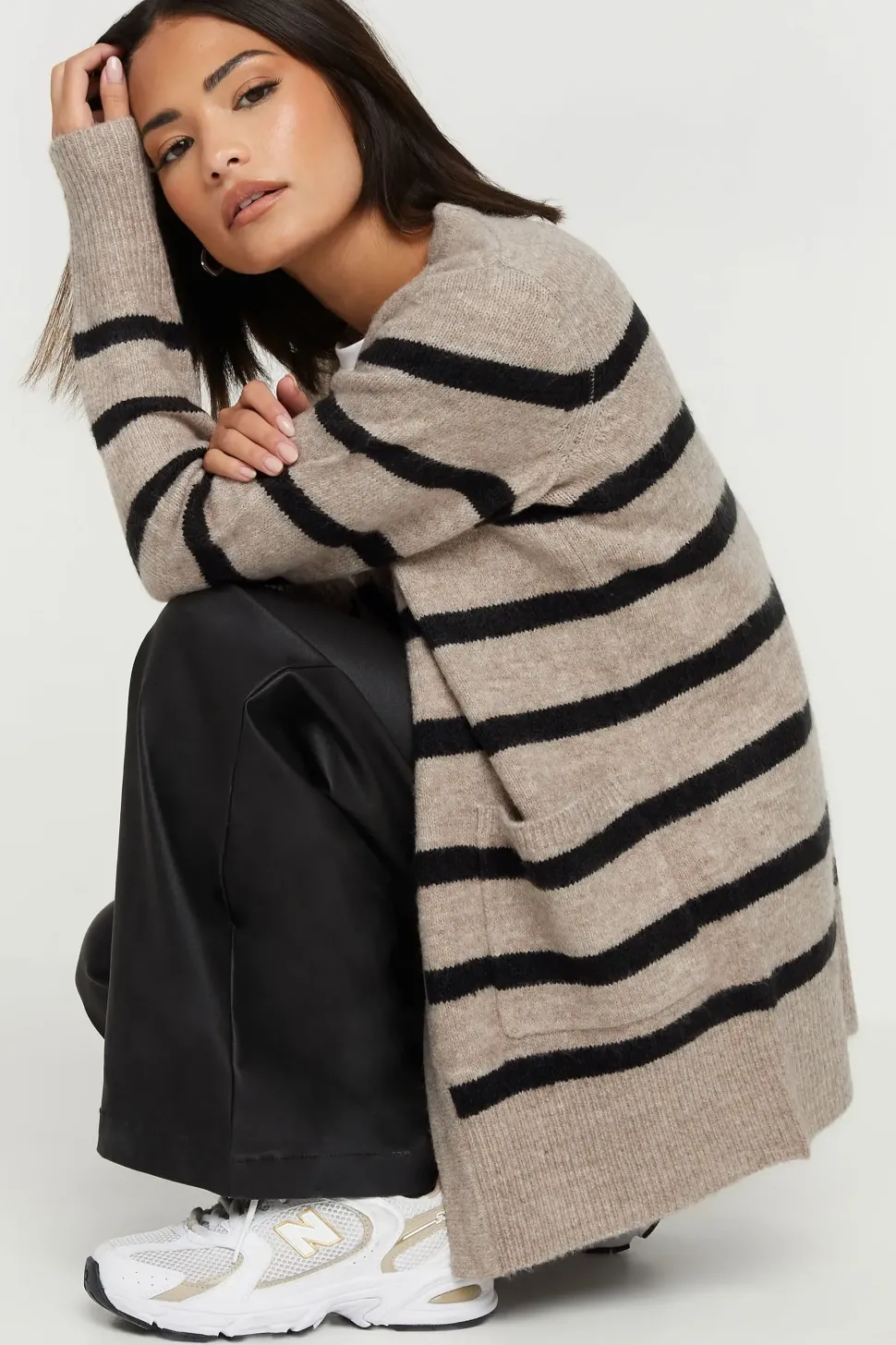 Petite Stripe Midi Cardigan