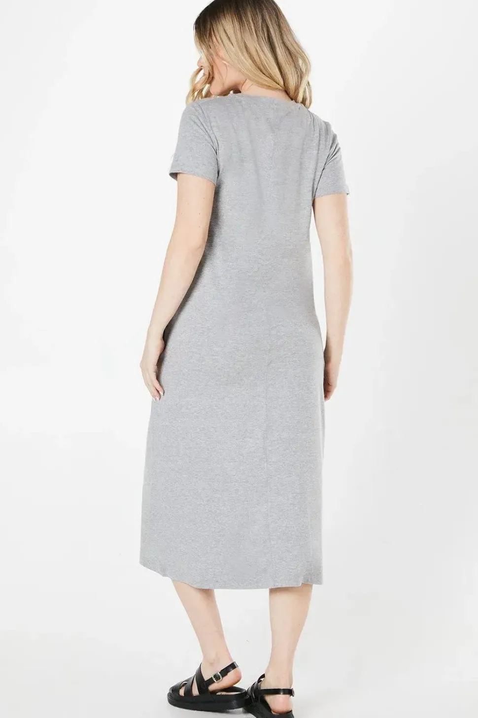 Petite Stripe Trapeze Midi T- Shirt Dress