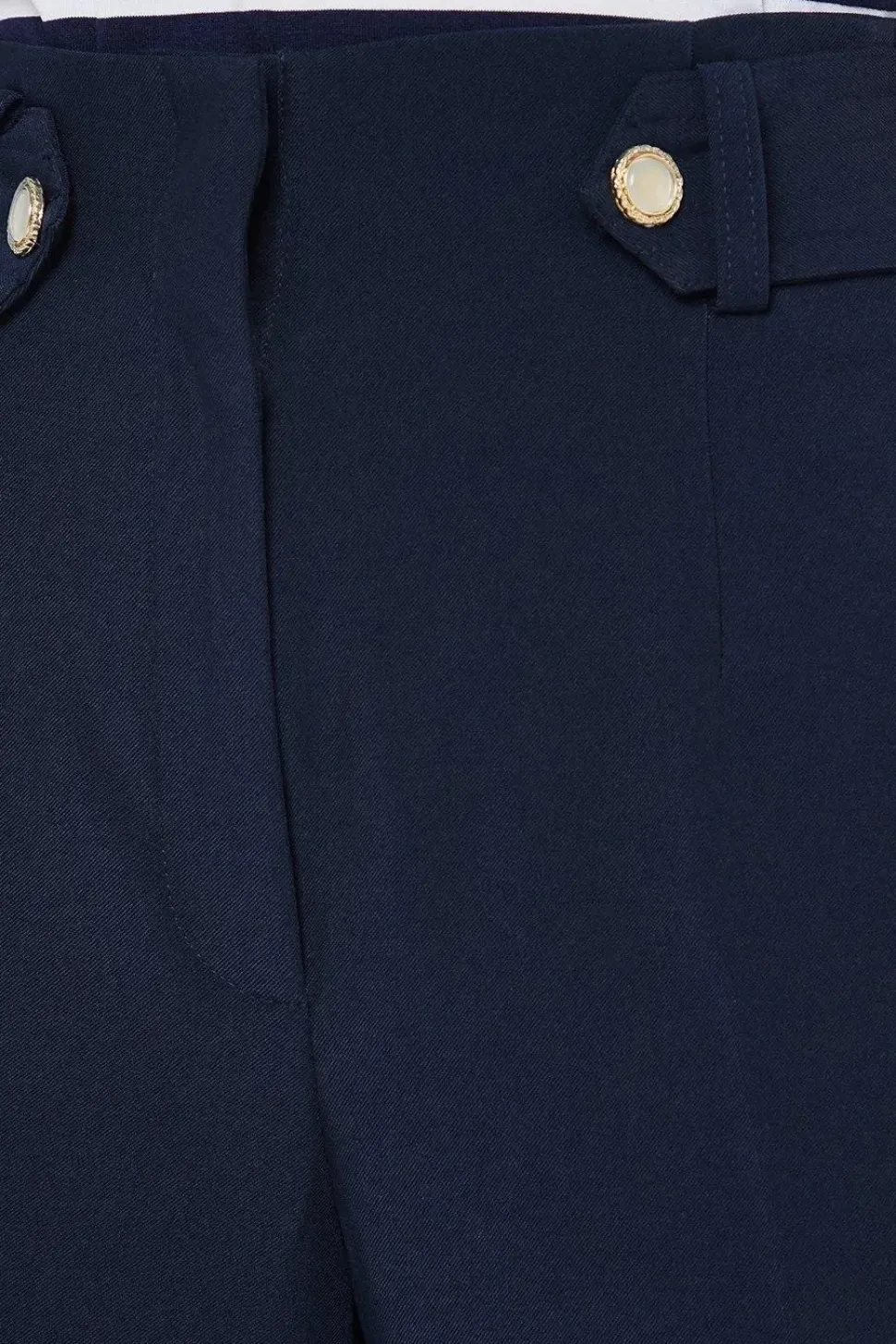 Petite Tab Belted Straight Leg Trouser