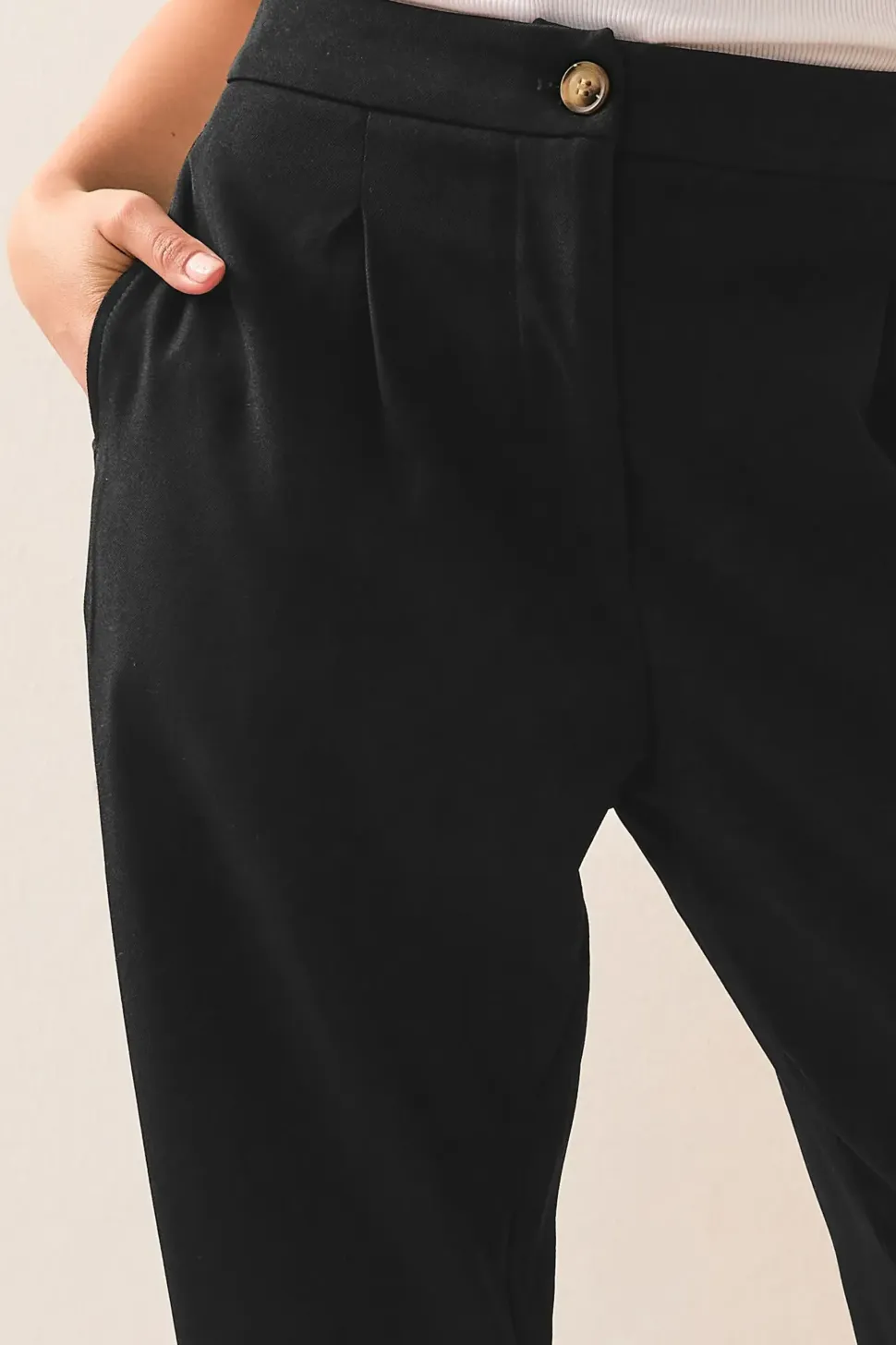 Petite Tailored Barrel Button Trousers