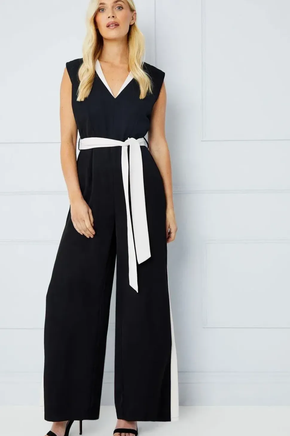 Petite Tailored Contrast Wide Leg Jumpsuit