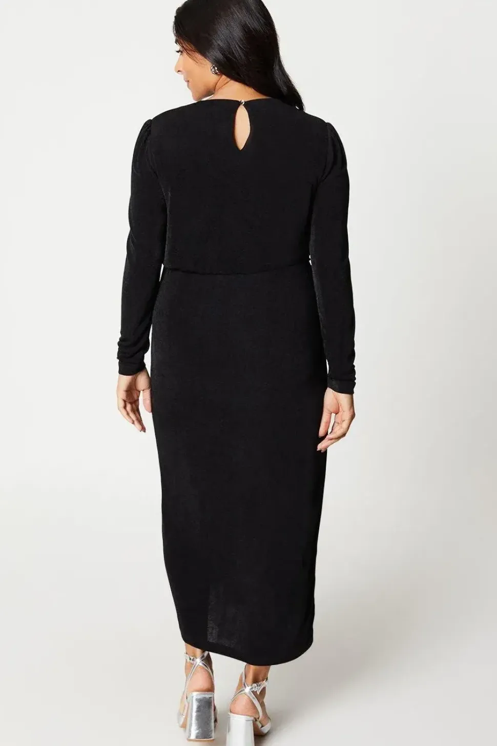 Petite Textured Jersey Wrap Detail Midi Dress