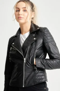 Petite Textured Leather Biker