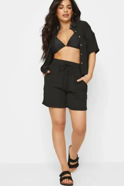 Petite Textured Tie Waist Shorts
