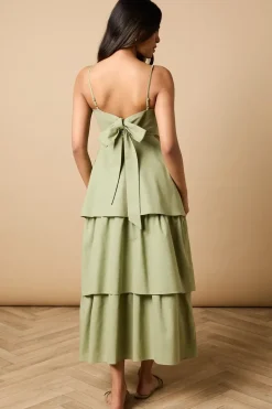 Petite Tie Back Tiered Maxi Dress