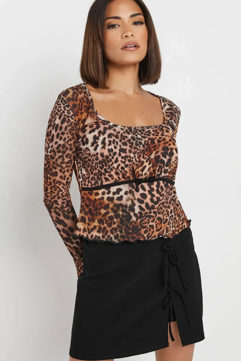 Petite Tie Bow Mini Skirt