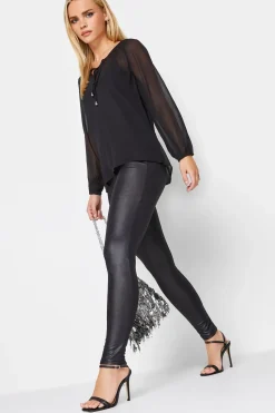Petite Tie Neck Long Sleeve Blouse