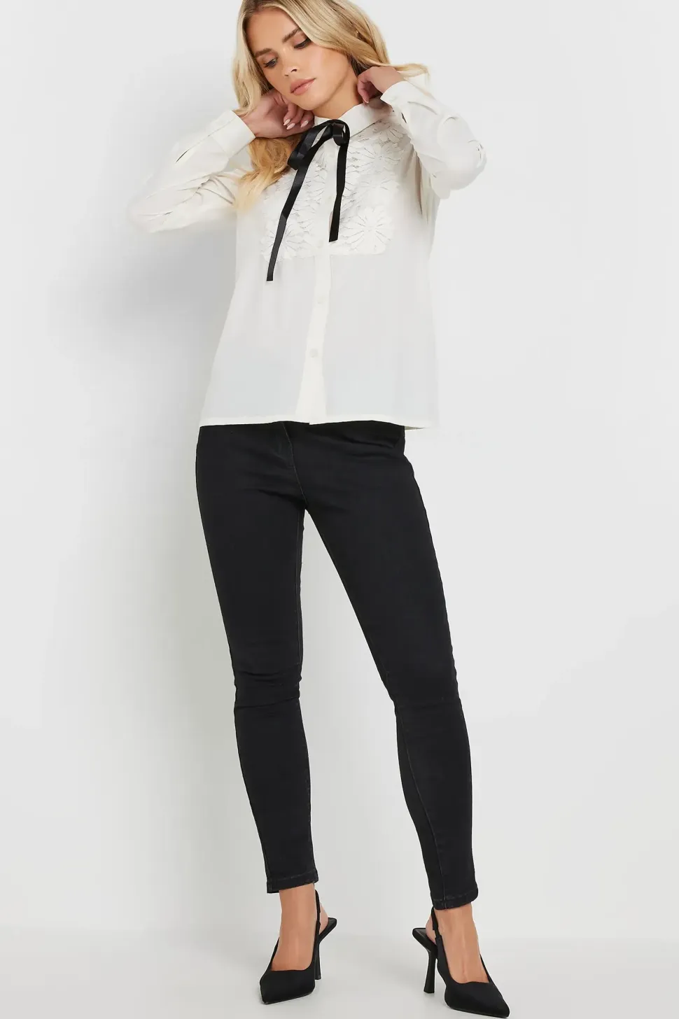 Petite Tie Neck Shirt