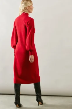 Petite Tie Side High Neck Midi Jumper Dress