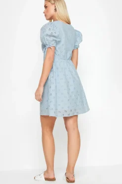 Petite Tie Sleeve Broderie Mini Dress